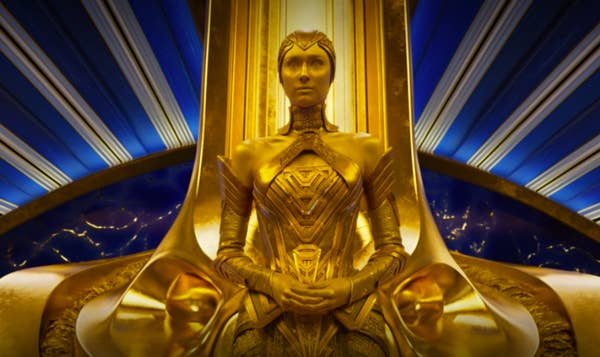Ayesha watches the Guardians exit her throne room