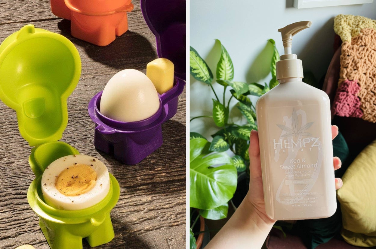 An egg holder and body lotion