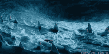 Percy Jackson being sucked into ocean vortex