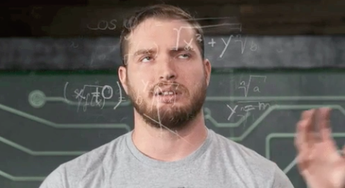 Man trying to do mental math and looking confused