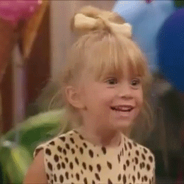 a gif of Michelle Tanner in &quot;Full House&quot; gasping excitedly