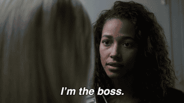 A woman saying &quot;I&#x27;m the boss&quot;