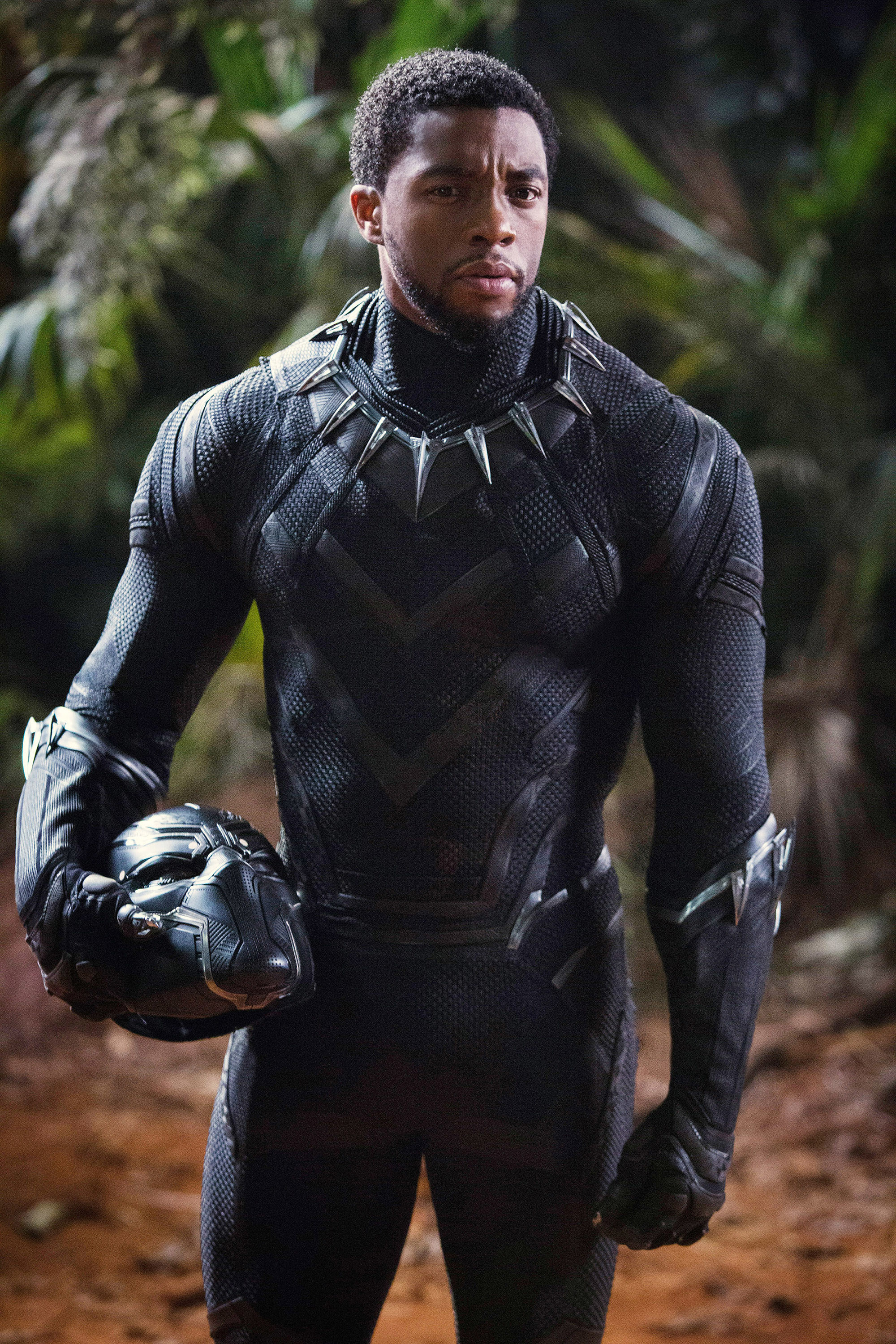 T&#x27;Challa wearing the Black Panther suit