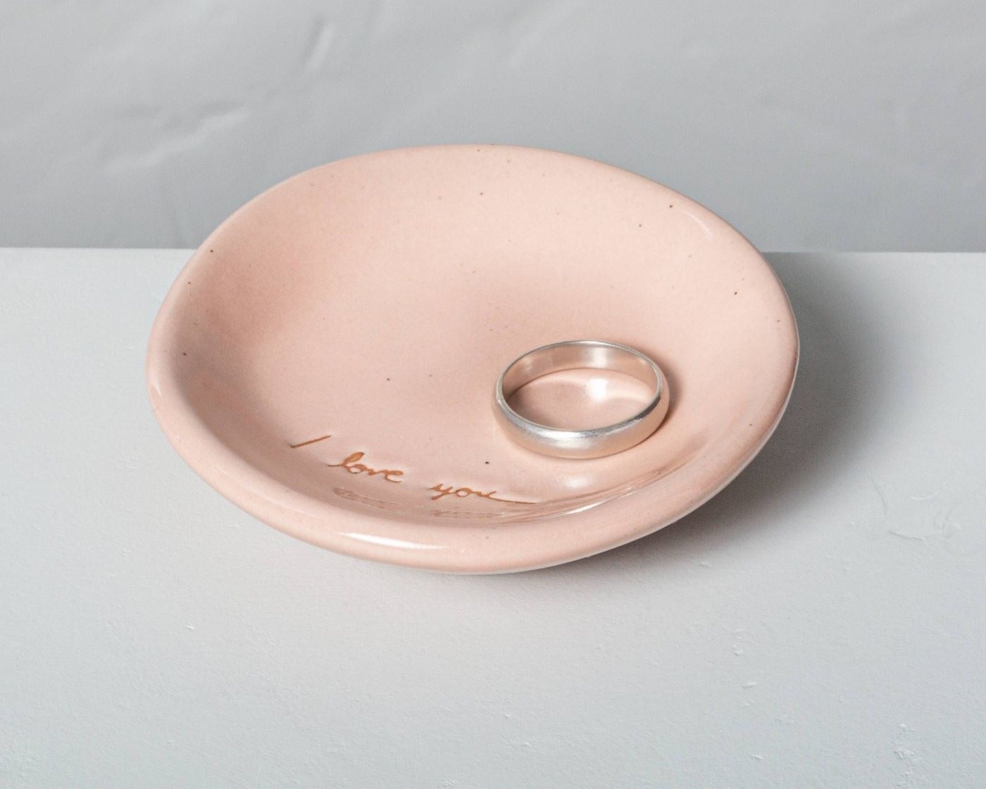 The pink ceramic trinket dish