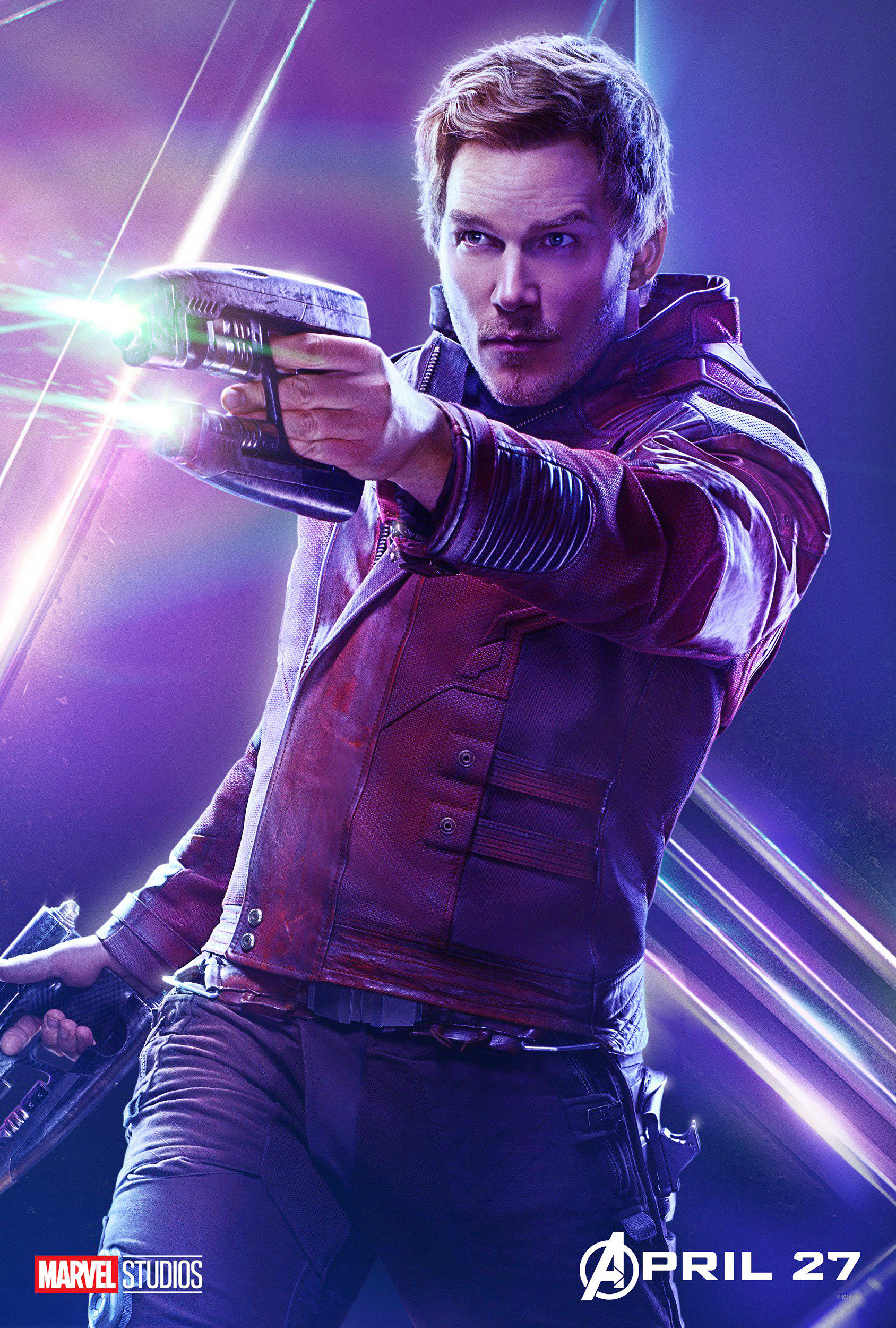 Star-Lord wearing his outfit on an Infinity War poster