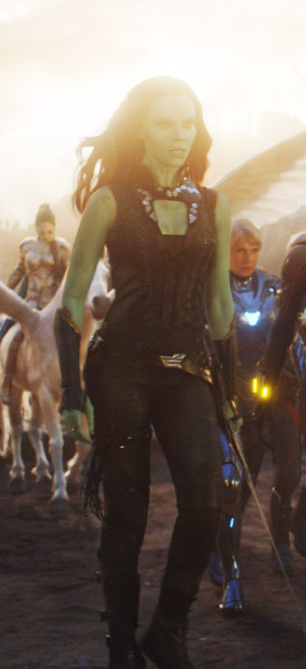 Gamora wearing her outfit
