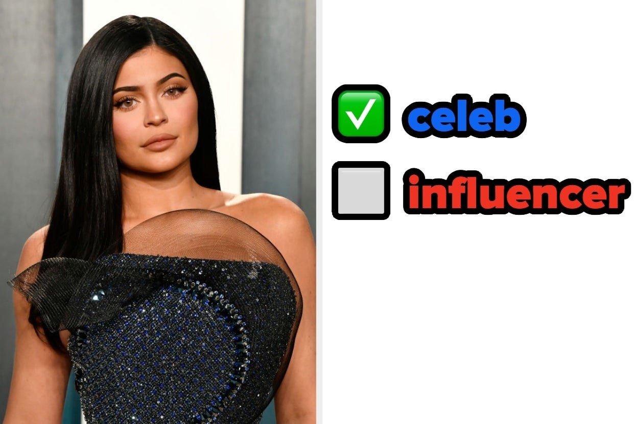 Kylie Jenner with the words &quot;Celeb or influencer&quot;
