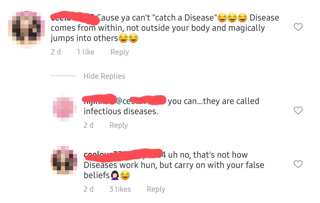 person who says diseases actually aren&#x27;t infectious