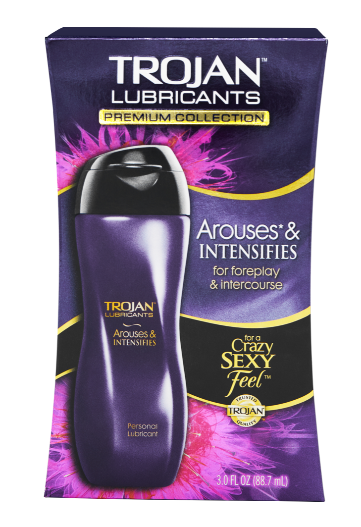 Purple bottle of Trojan Arouses & Intensifies
