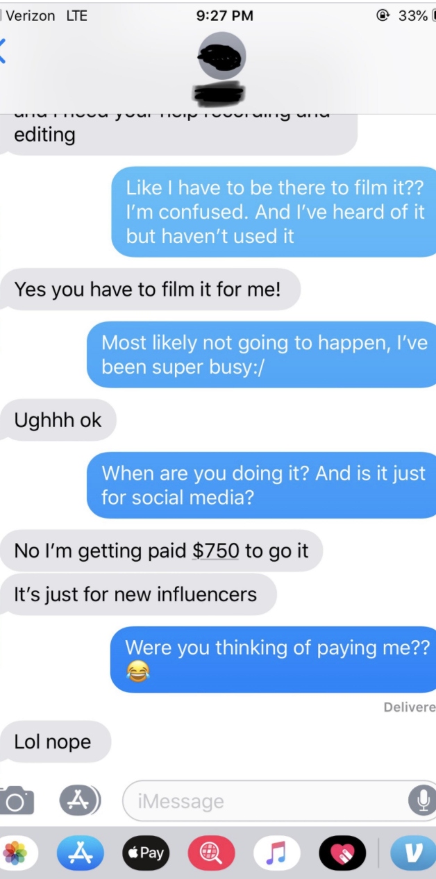 screenshot of texts