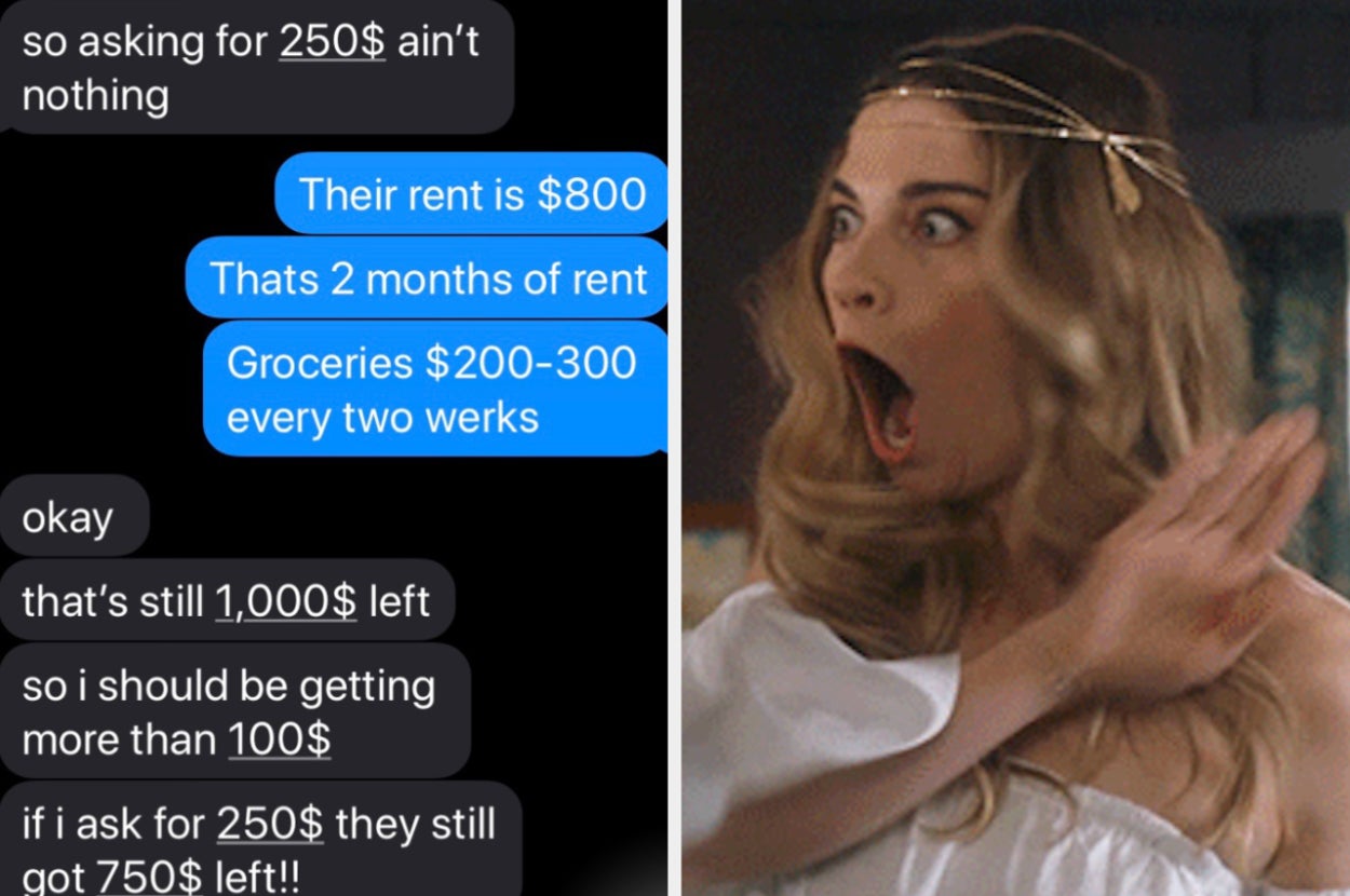 text screenshot next to angry alexis rose about to hit someone