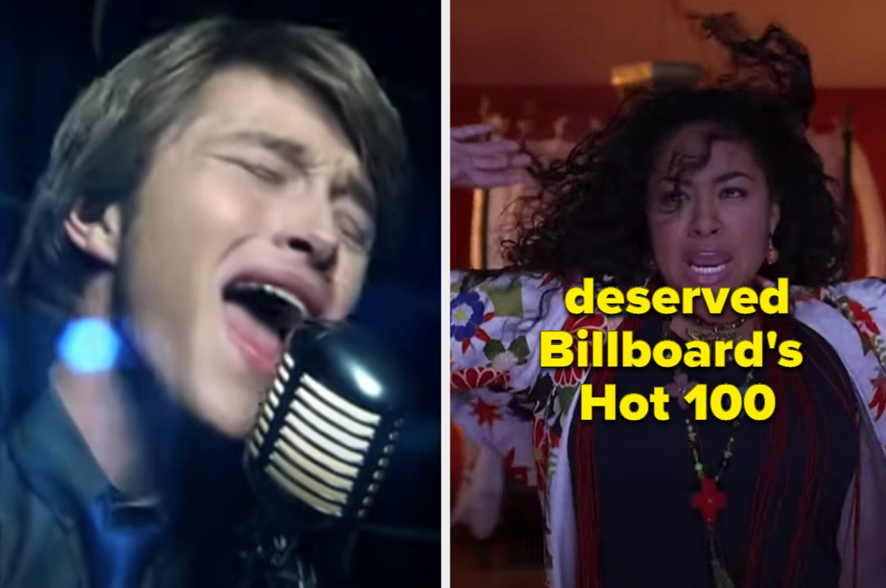 Sterling is singing into a mic on the left with Raven Symone on the right labeled, "deserved Billboard's Hot 100"