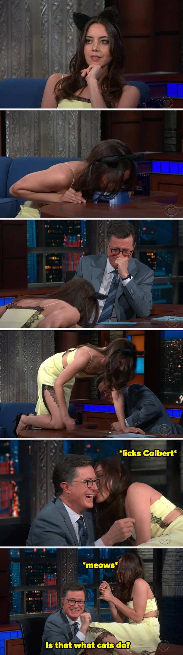 8. When she gave a very thorough and convincing audition for Catwoman and did this to Stephen Colbert.