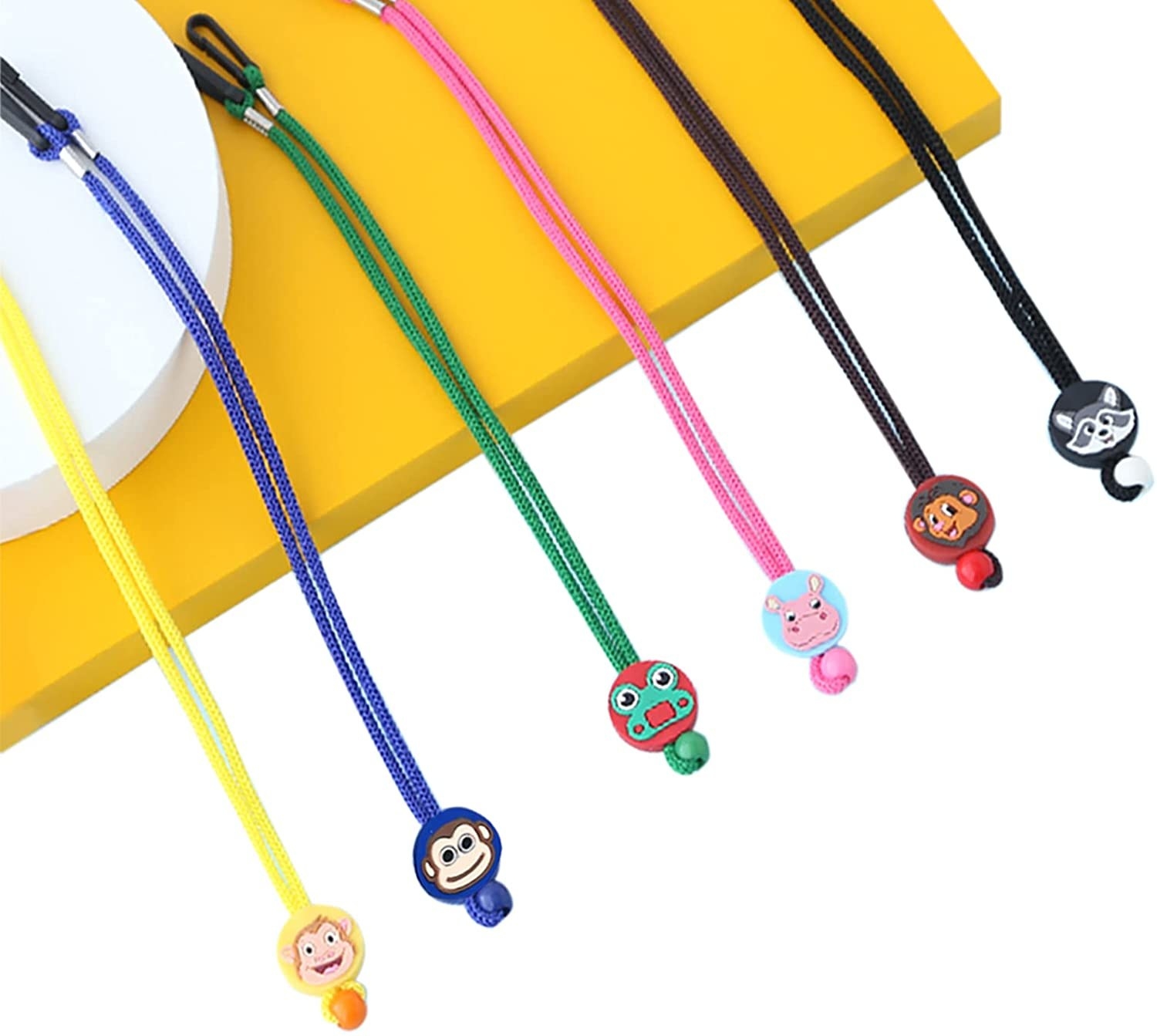Six multicolored lanyards with cute animal character charms