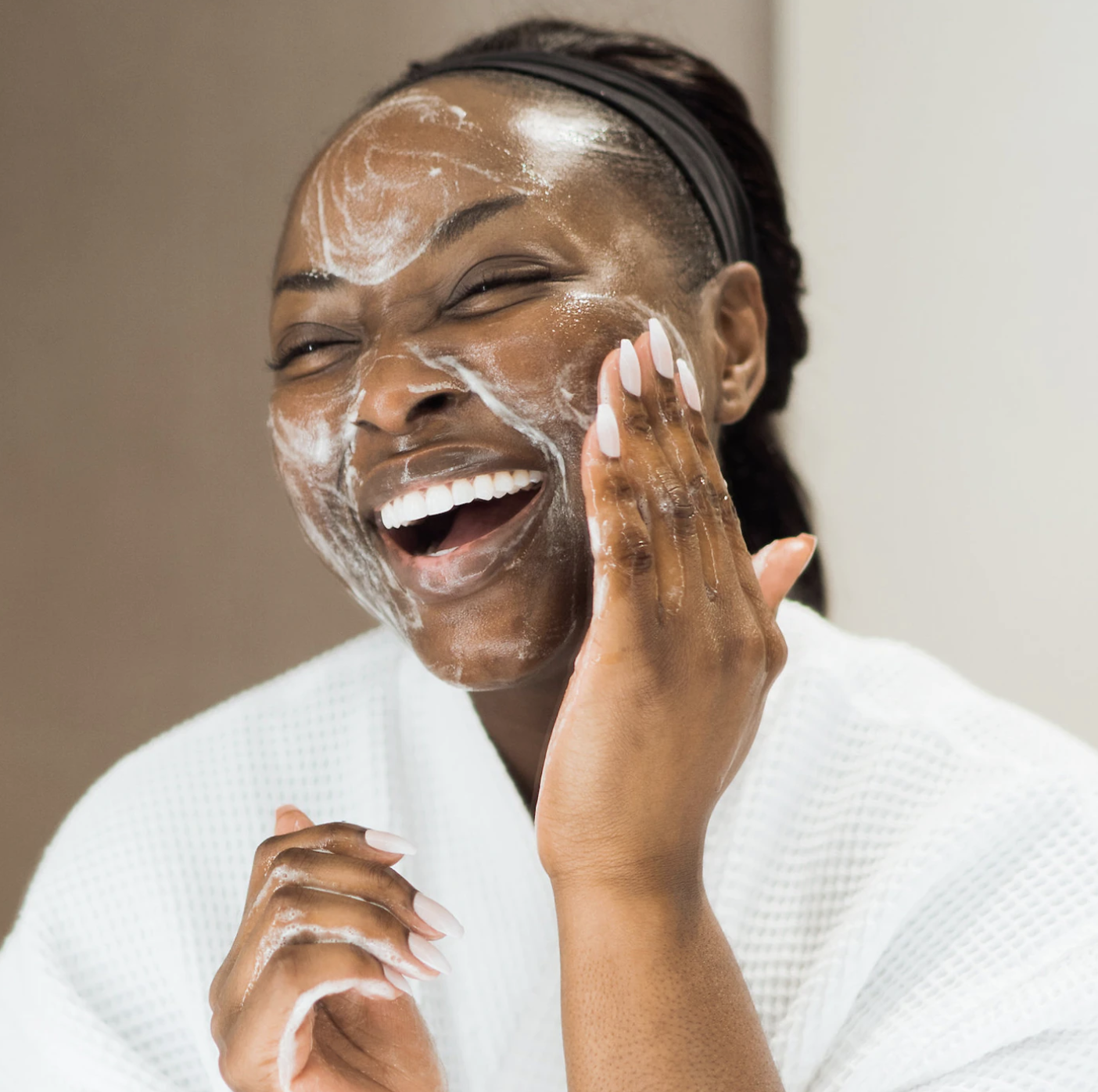 A person using the cleanser