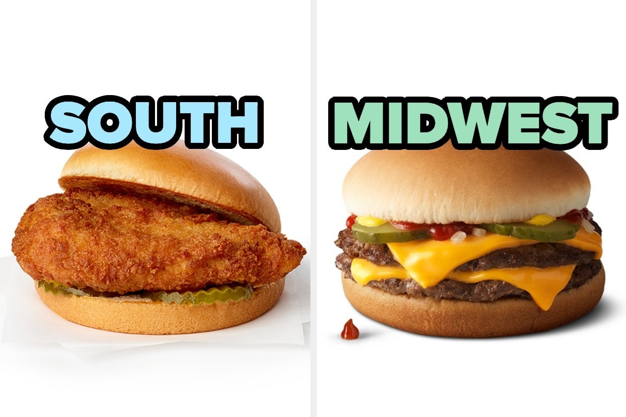 Chik fil a with the words south and mcdonalds with the word midwest