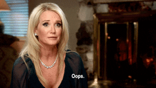 A woman saying oops on The Real Housewives