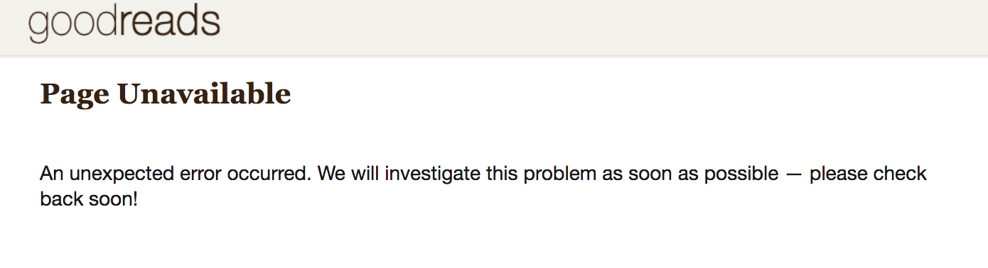 page unavailable Goodreads error