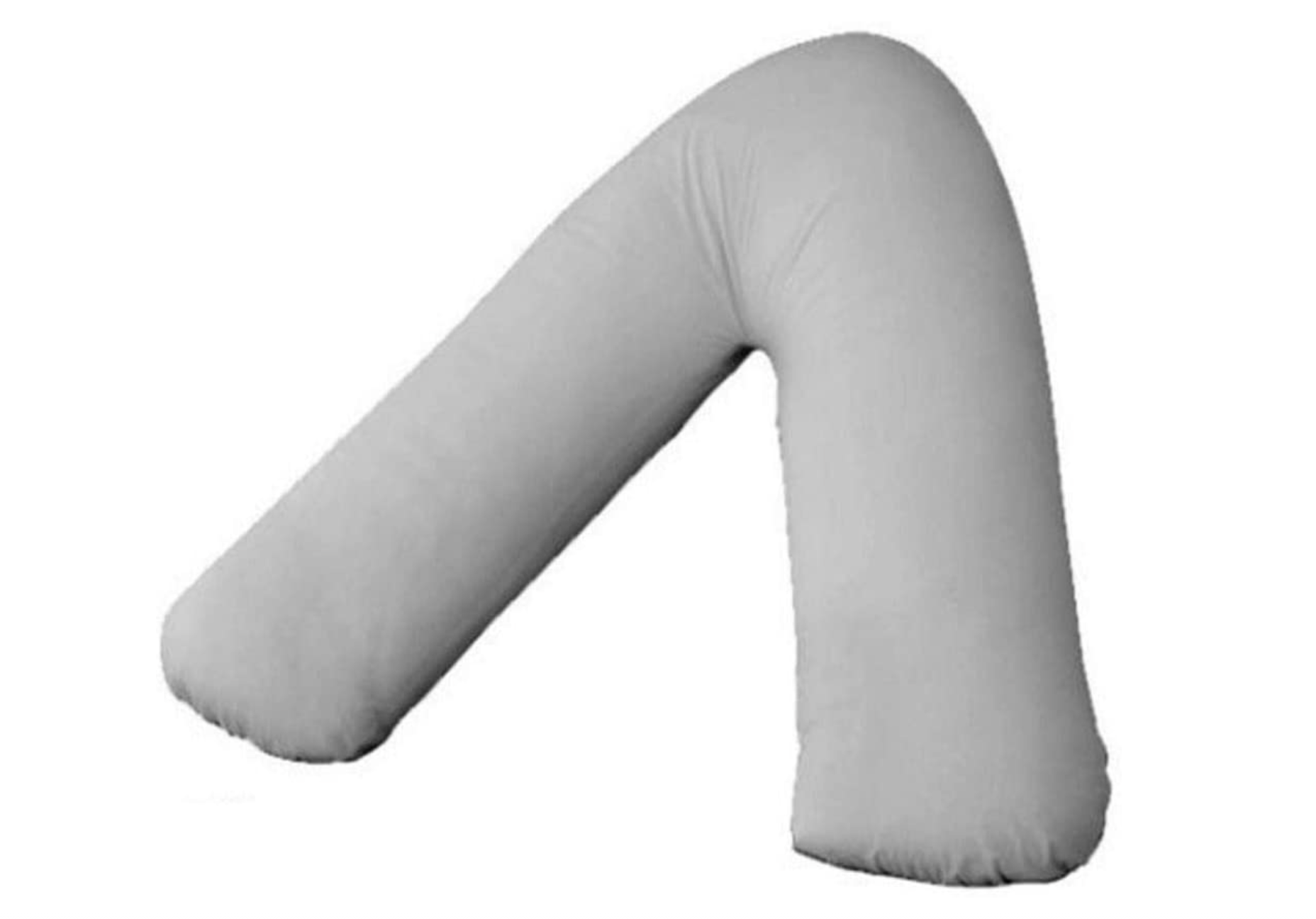 grey v-shaped pillow