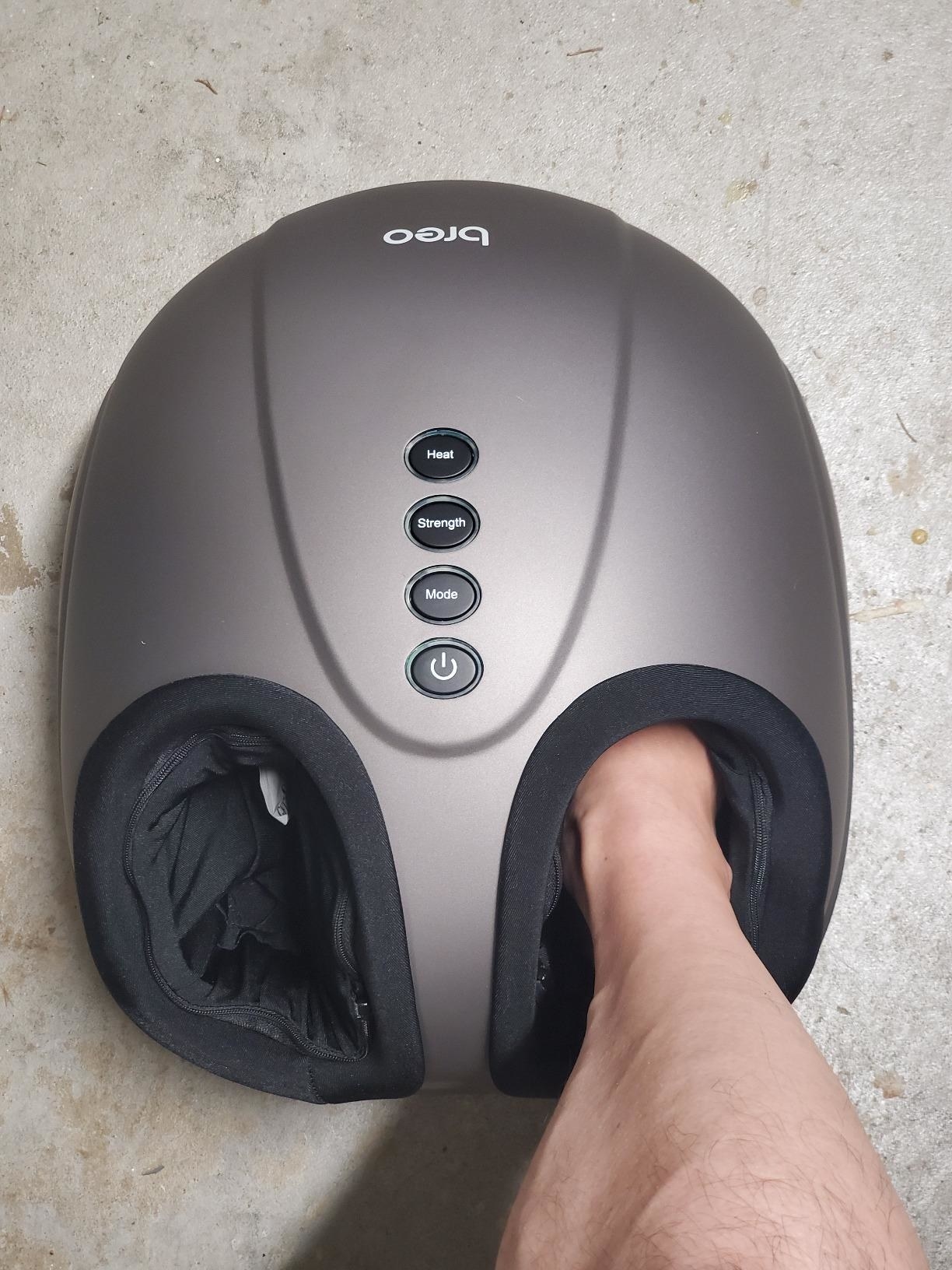 reviewer photo of right foot inside foot massager