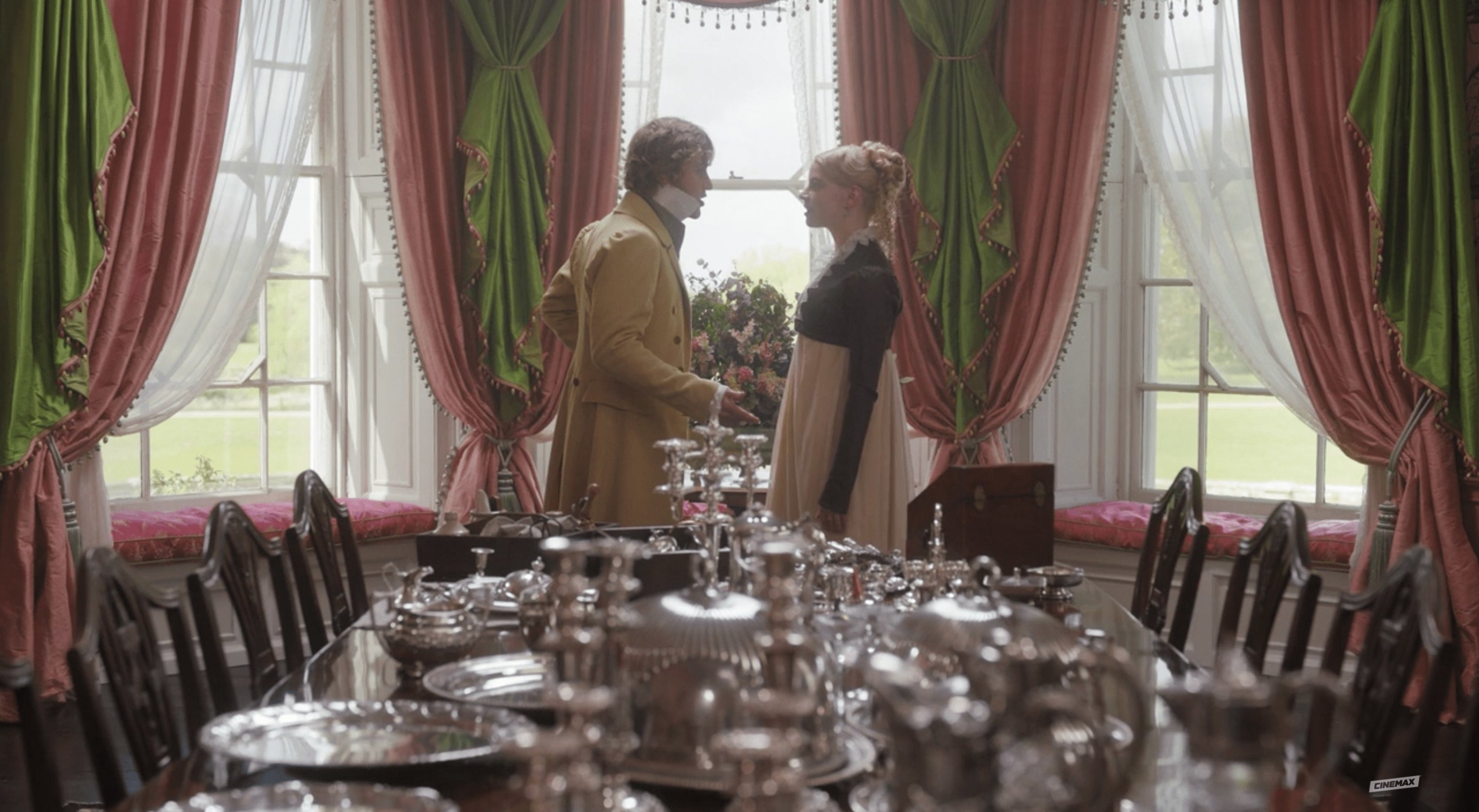 Emma and Knightley argue in the dining room