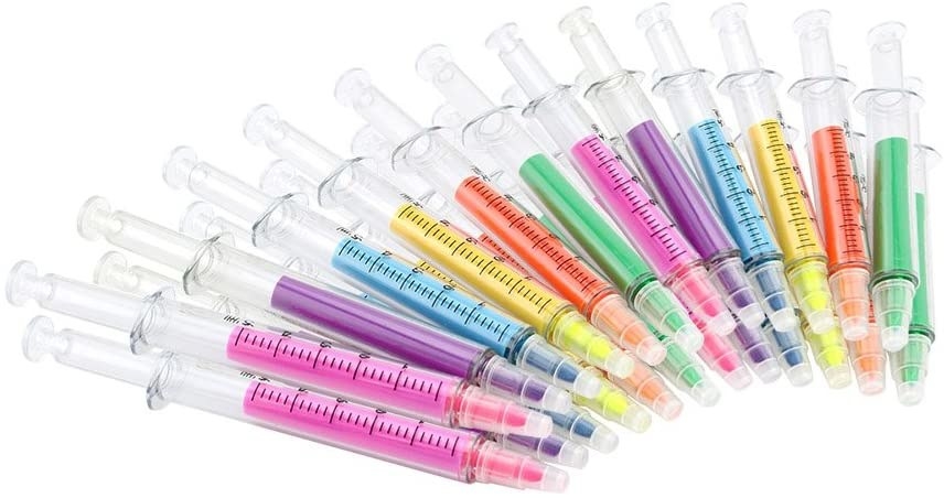 multicolored syringe highlighters