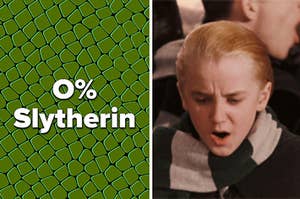 Malfoy making a disgusted face at your 0% slytherin result 