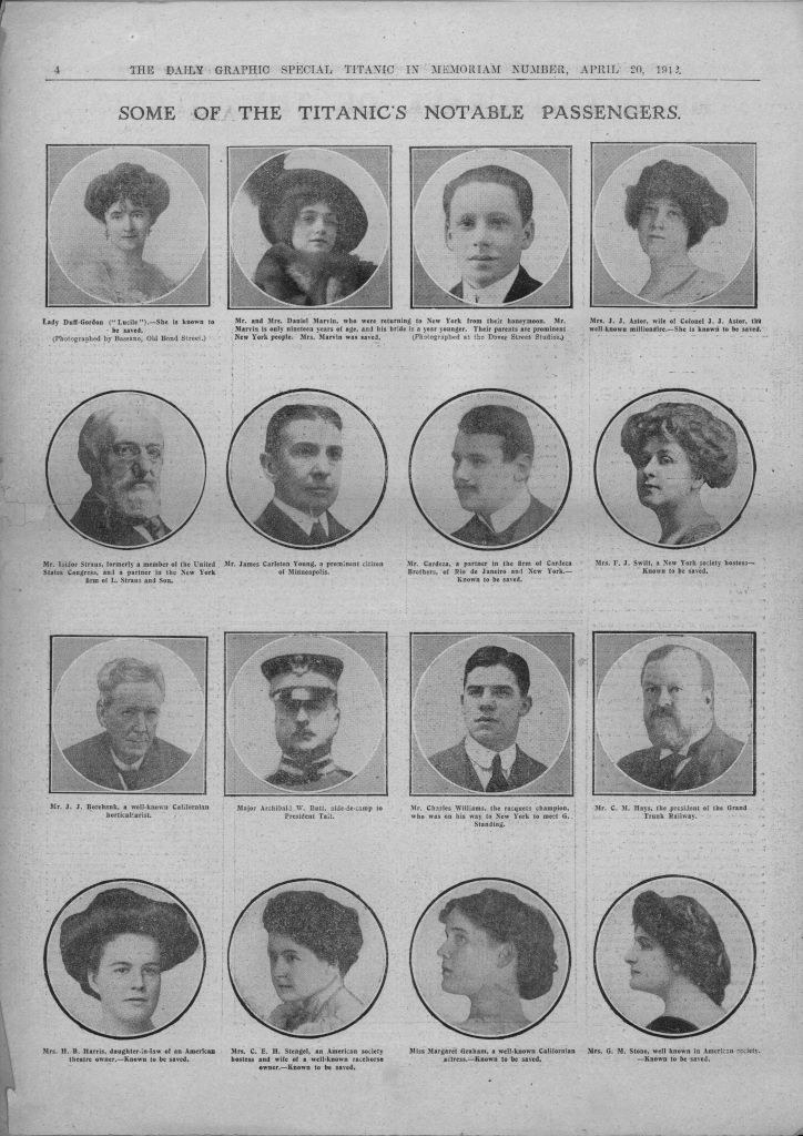 First class passengers who died on the Titanic