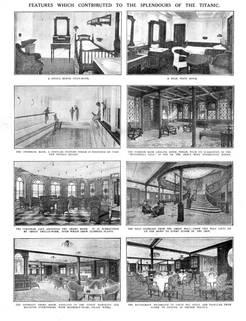Different fancy rooms on board the Titanic