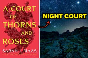 the book cover on the left and the night court on the right