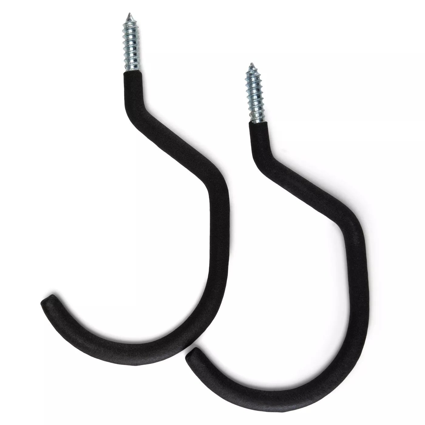 Two black bike hooks.