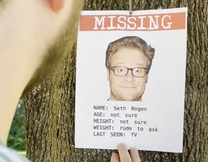 A screenshot from the TikTok of a missing poster with Seth&#x27;s face and the words &quot;Age not sure, Height not sure, Weight rude to ask, Last seen on TV&quot;