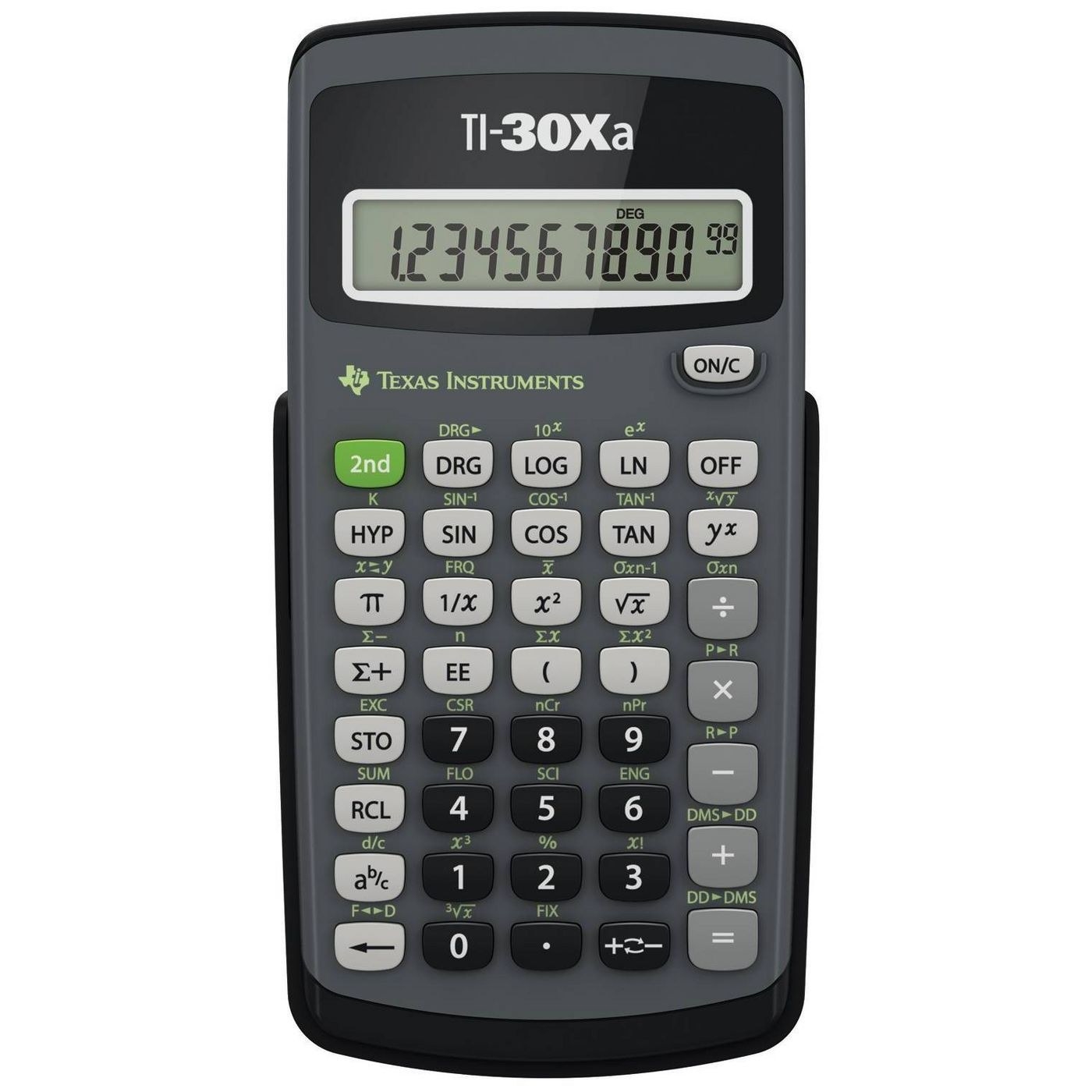 black and gray Texas Instruments calculator