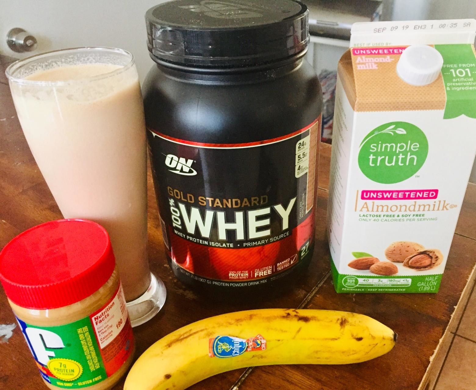 The protein powder and shake ingredients