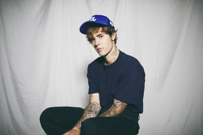 Justin Bieber poses during a studio photo shoot in August 2020