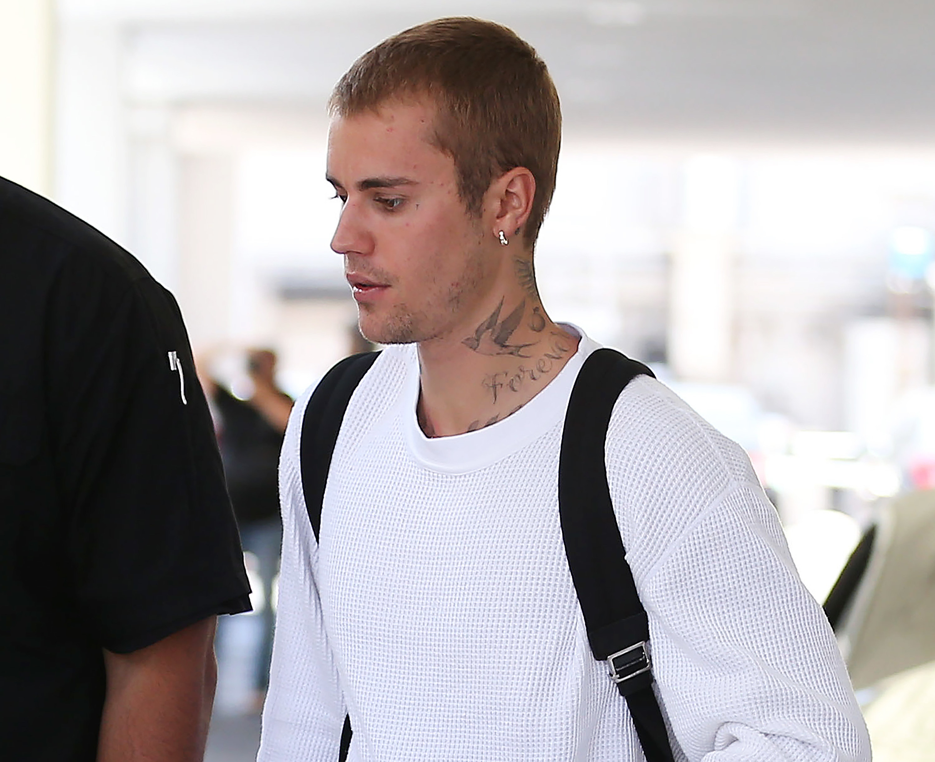 Justin Bieber is pictured walking outside in Los Angeles
