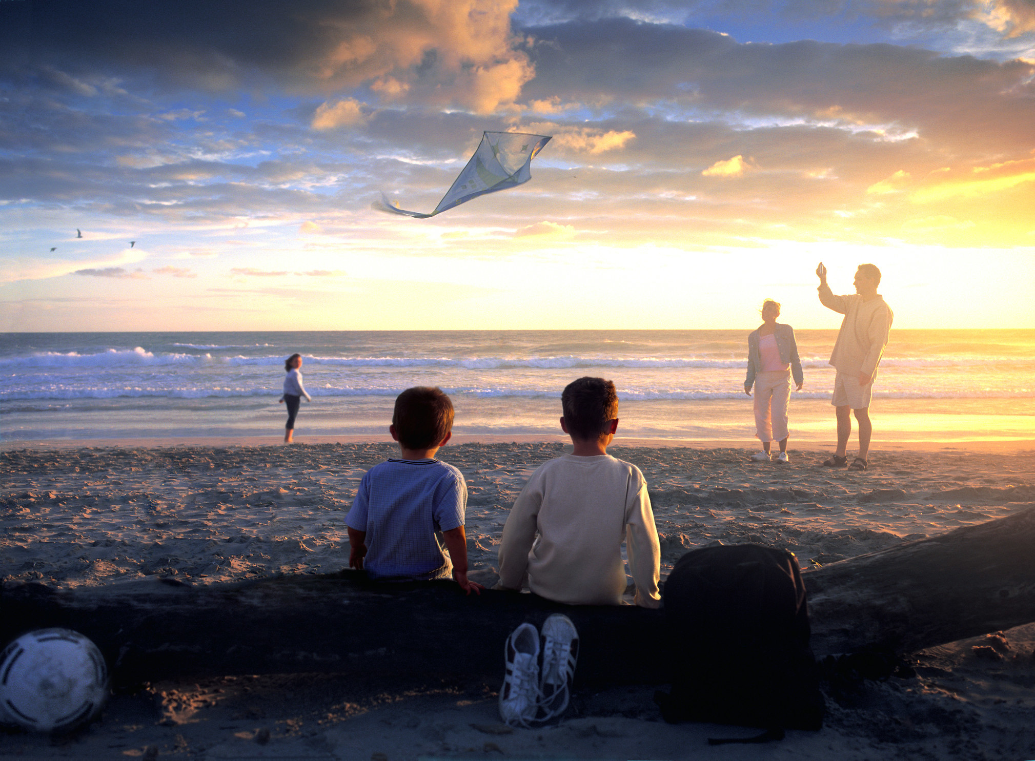 A family having fun on a beach