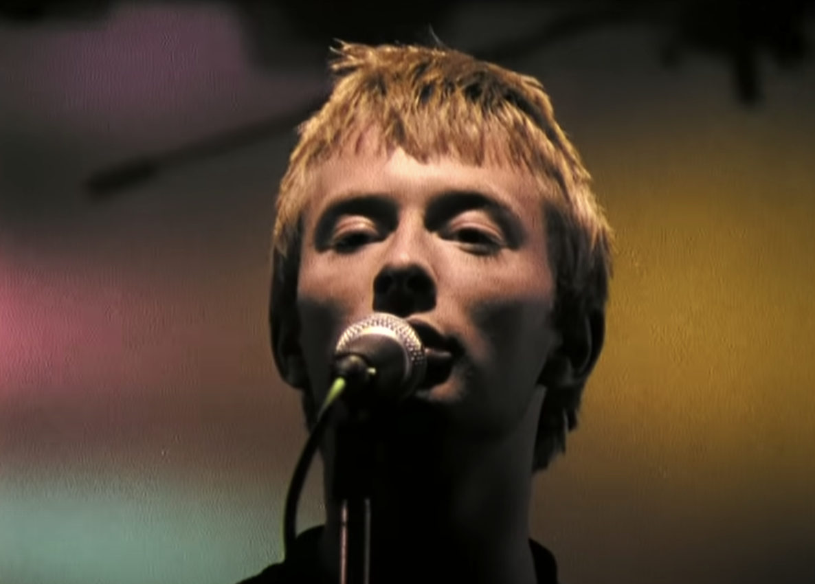 Thom Yorke singing in the music video