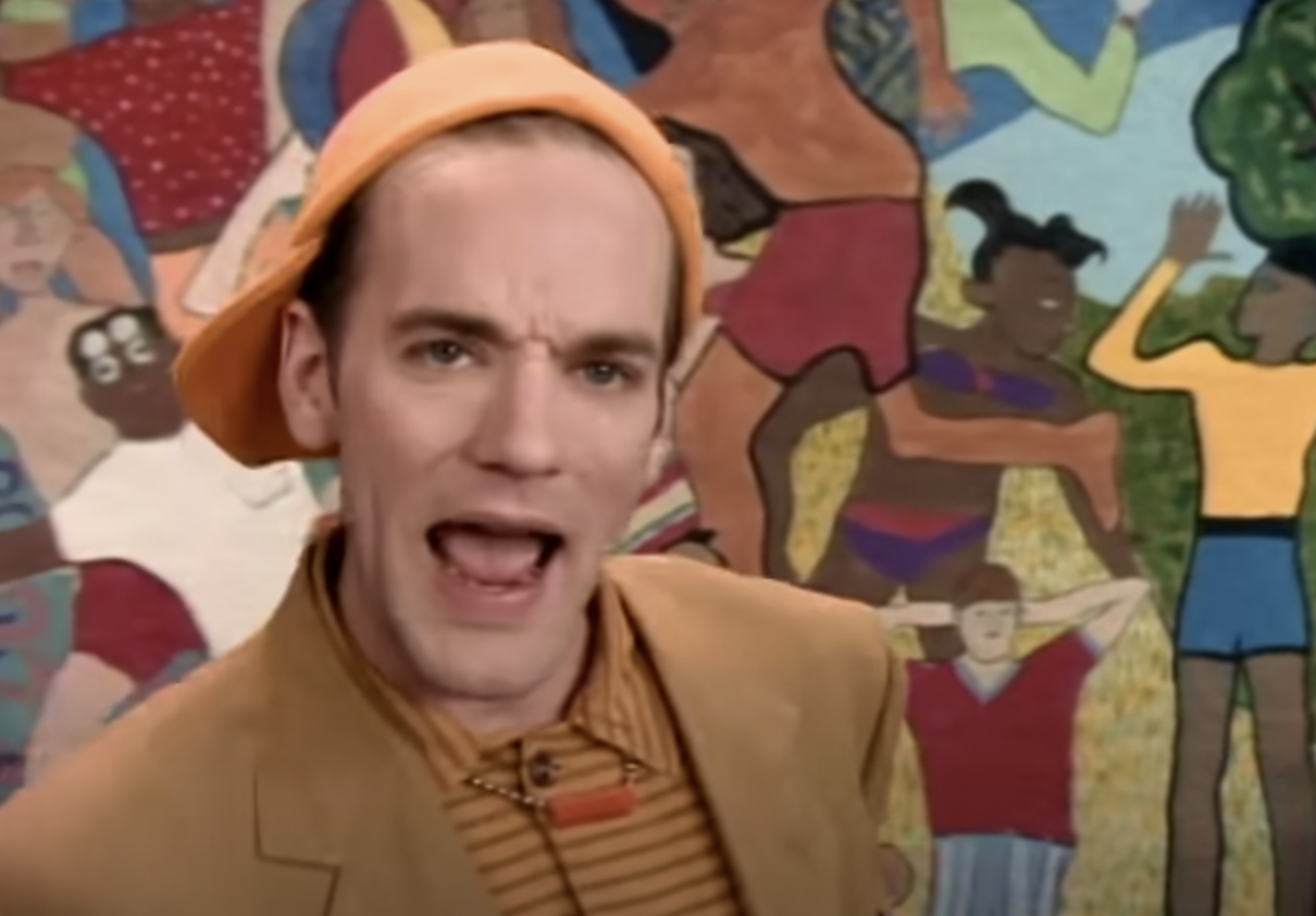 Stipe singing in the music video