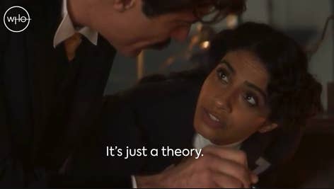 A woman saying &quot;It&#x27;s just a theory&quot;