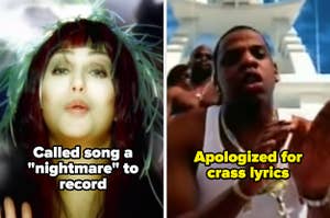 Cher labeled "Called song a nightmare to record" and Jay-Z labeled "apologized for crass lyrics"