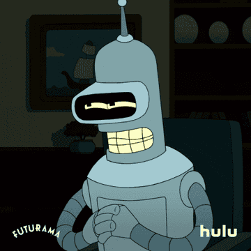 Bender leaning back laughing