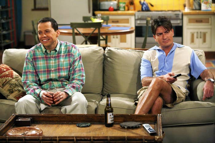 Jon Cryer and Charlie Sheen in "Two and a Half Men"