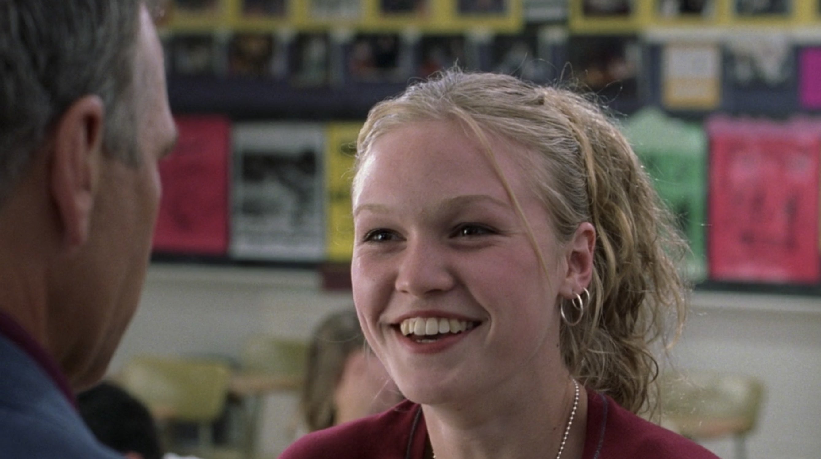 Close of up Kat's face as she flashes teacher