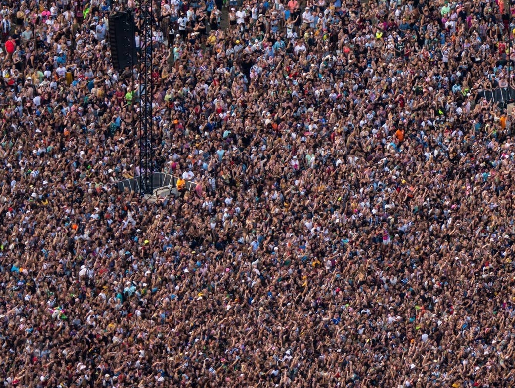 Aerial view of the massive crowd at Lollapalooza 