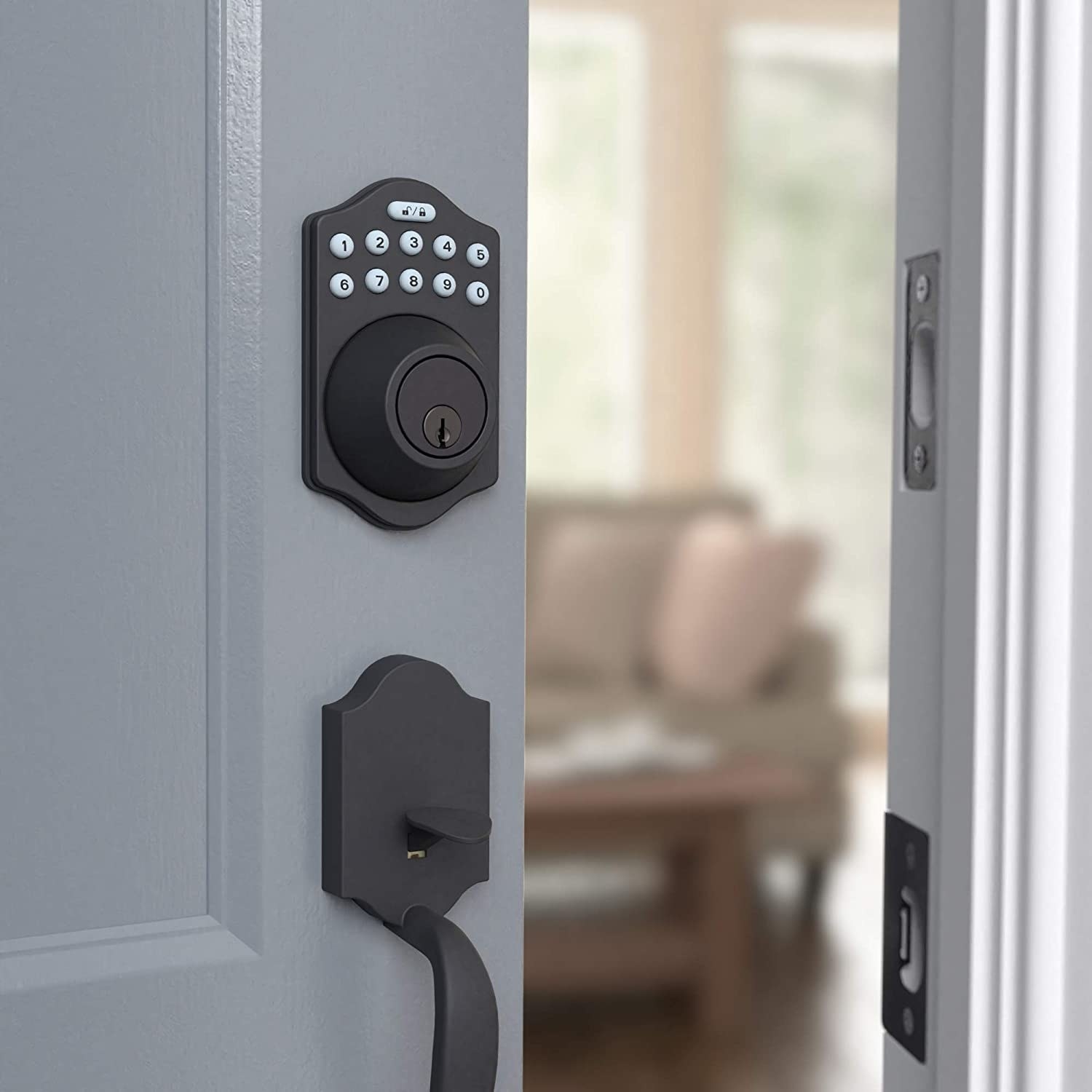 The lock on a door