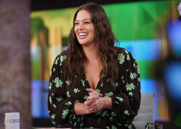 Ashley Graham is pictured on the set of CBS This Morning