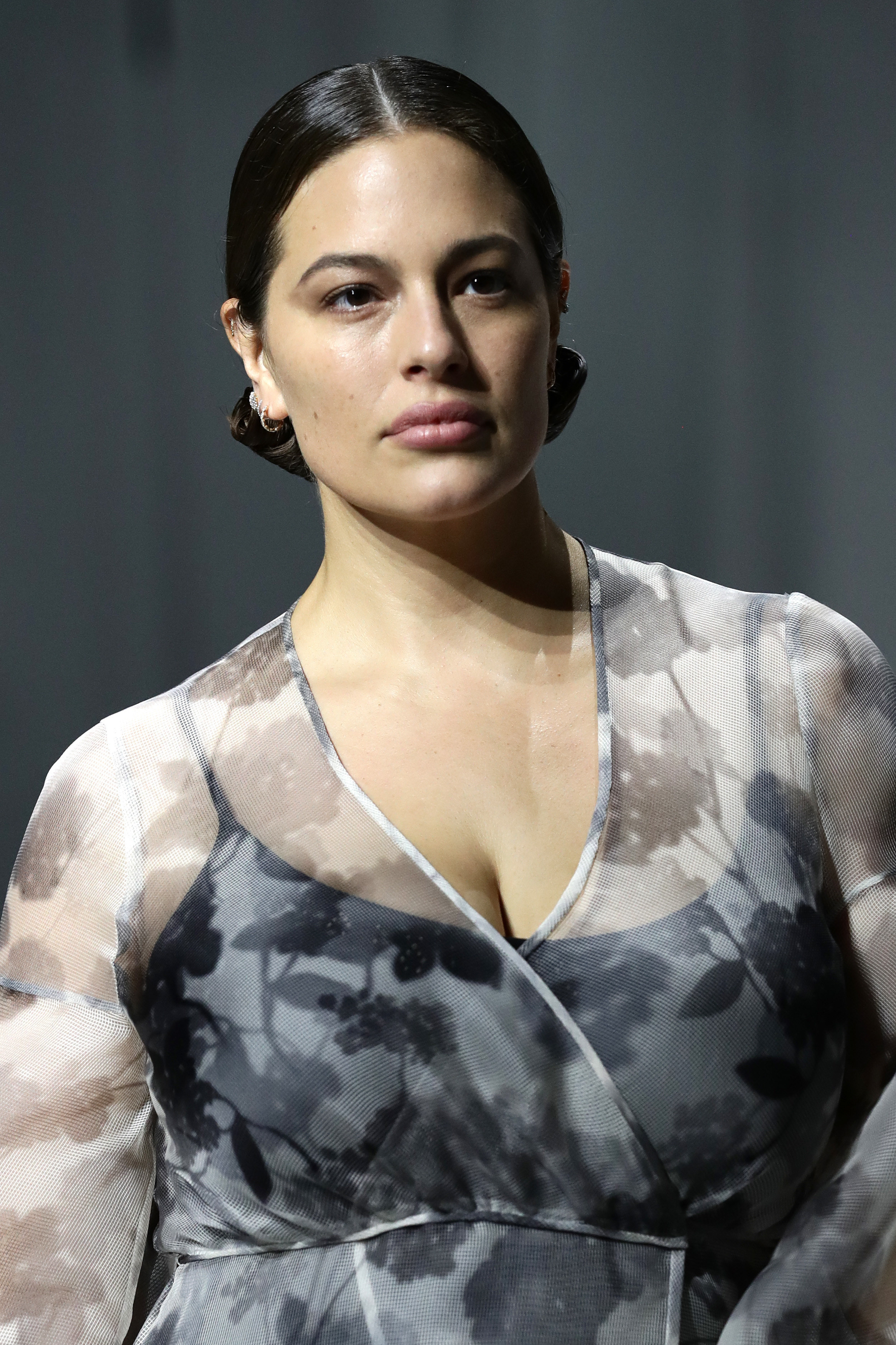 Ashley Graham is photographed during a fashion show in Milan in 2020