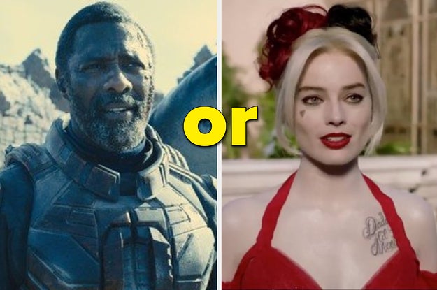 idris elba as Bloodsport next to margot robbie as harley quinn