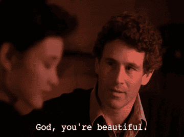 Gif of Harry Truman in Twin Peaks saying, &quot;God, you&#x27;re beautiful&quot;